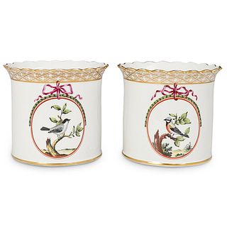 (2 Pc) Limoges Porcelain Cachepot Planters