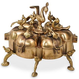 Antique Hindu Brass Makeup Box