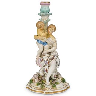 Meissen Style Figural Porcelain Candlestick