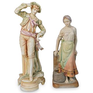 (2 Pc) Pair of Antique European Porcelain Figurines