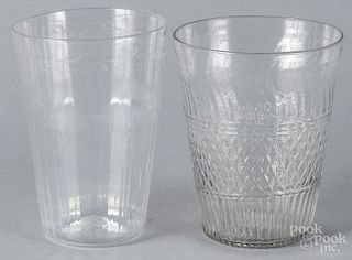 Two blown flip glasses, 19th c., 6'' h. and 6 1/4'' h.