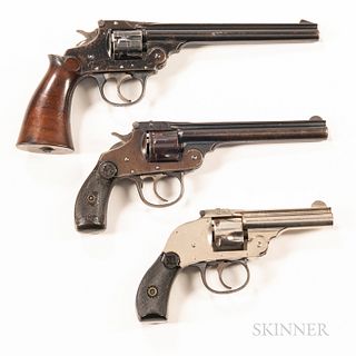 Two Iver Johnson Arms & Cycle Works Safety Automatic Second Model Double-action Revolvers and a Harrington & Richardson Arms Co. Top-Break Automatic E