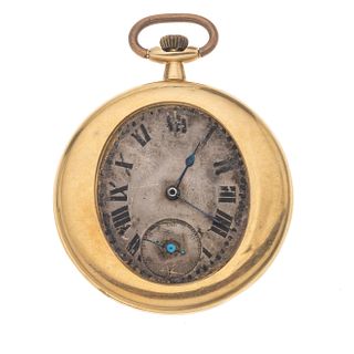 Reloj de bolsillo sin marca en oro amarillo 18k. Movimiento manual. Caja circular en oro amarillo de 18k de 45 mm.