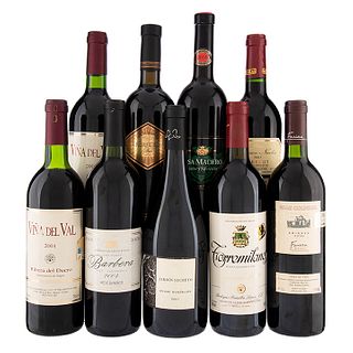 Lote de Vinos Tintos de España, Francia, México y Chile. Casa Madero.  Torremilanos. En presentaciones de 750 ml. Total de piezas: 9.