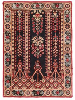 ANTIQUE PERSIAN KERMAN RUG - No reserve. 2 ft 5 in x 1 ft 9 in (0.73m x 0.53m)