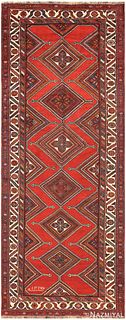 ANTIQUE RED COLOR PERSIAN GHASHGAI RUNNER - No reserve. 13 ft 9 in x 5 ft 3 in (4.19 m x 1.6 m).