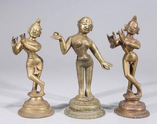Group of Three Antique Indian Figures