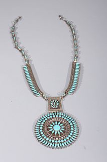 Native American Sterling Silver & Turquoise Necklace