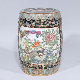 Chinese Gilt & Famille Rose Enameled Porcelain Garden Seat