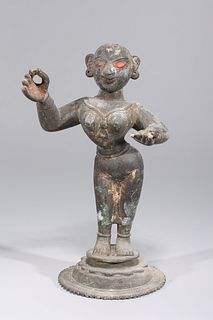 Antique Indian Cast Bronze Statue of Dancing Radha