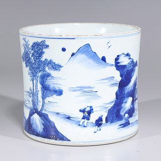 Chinese Blue & White Porcelain Brush Washer
