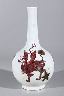 Chinese Red & White Porcelain Vase