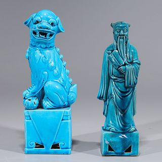 Two Chinese Blue Glazed Porcelains