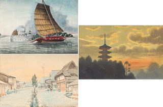 Group of Three Japanese Paintings