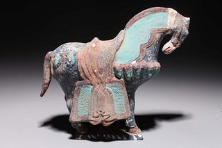 Chinese Polychrome Ceramic Horse