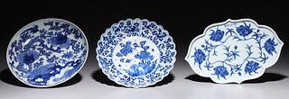 Group of Three Chinese Blue & White porcelains