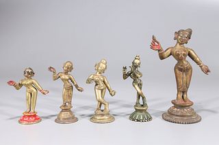 Group of Five Antique Indian Metal Figures
