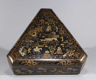 Chinese Triangular Gilt Lacquered Box