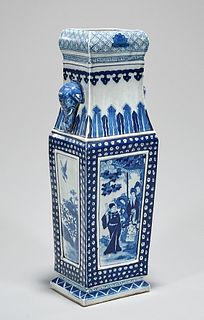 Chinese Blue and White Porcelain Four-Faceted Vase