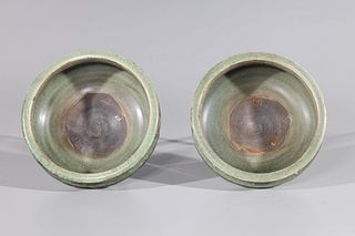 Pair of Chinese Celadon Ceramic Tripod Censers