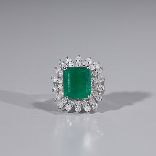 Emerald & Diamond 14k Gold Ring