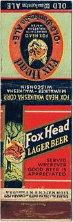 1934 Fox Head Lager Beer/Old Waukesha Ale 118mm long WI-FH-7 