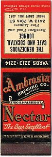 1937 Ambrosia/Nectar Premium Beer IL-AMB-1 The Rendezvous Cafe And Cocktail Lounge 2413 West 79th Street Chicago Illinois