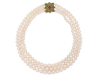 BUCCELLATI Triple Strand Pearl Necklace
