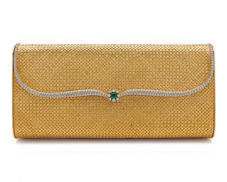 18K Gold, Diamond, and Emerald Evening Bag