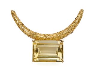 CARTIER 18K Gold and Citrine Brooch