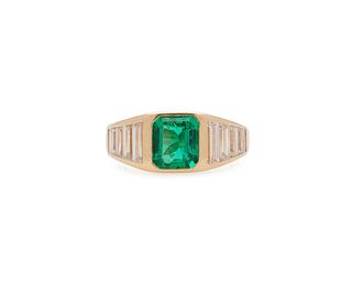 ZWIKKER & ZACHER, LTD. 14K Gold, Emerald, and Diamond Ring