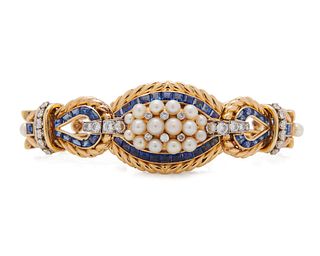 GÜBELIN 18K Gold, Sapphire, Pearl, and Diamond Covered Wristwatch