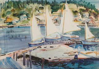WILLIAM ZORACH, (American, 1887-1966), Drying Sails - Robinhood Cove