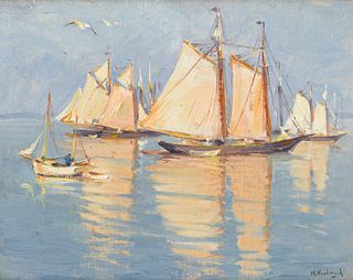 MABEL MAY WOODWARD, (American, 1877-1945), Sailboats