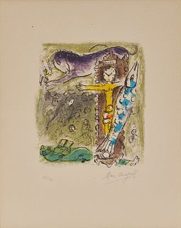 MARC CHAGALL, (French, 1887-1985), Le Christ à l'horloge (M. 196), 1957