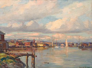 EMILE ALBERT GRUPPE, (American, 1896-1978), Gloucester Harbor from Smith's Cove