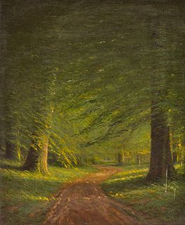 HARVEY JOINER, (American, 1852-1932), Road Through the Woods