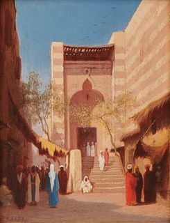 CHARLES-THEODORE FRERE, (French, 1814-1888), Entrance to the Mosque of Cairo