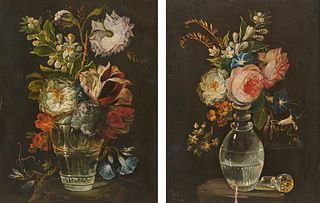 SALVATORE GIUSTI, (Italian, 1773-1845), Pair of Floral Still Lives