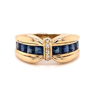 Retro 14K Diamond Sapphire Ring