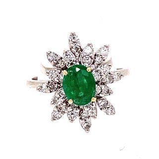 60â€™s 14K Diamond Emerald Ring