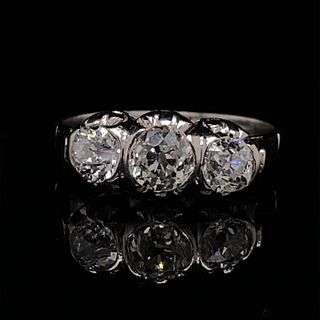 1940â€™s Platinum Three Diamond Ring