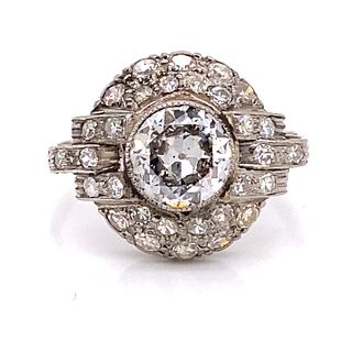 Platinum Art Deco Diamond Oval Ring
