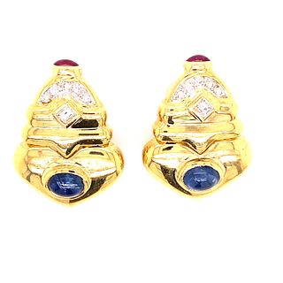 1980â€™s 18k Diamond Sapphire Earrings