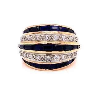 Retro 14k Sapphire Diamond Cocktail Ring