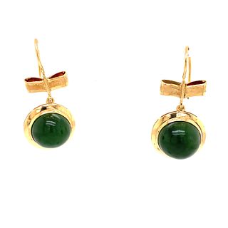 18k Retro Jade Jadeite Earrings