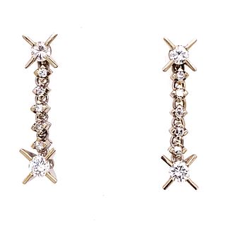 1920's Platinum Diamond Drop Earrings