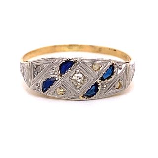 1920â€™s 18k Diamond Sapphire Ring