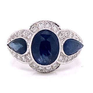 18k Sapphire Diamond Cocktail Ring