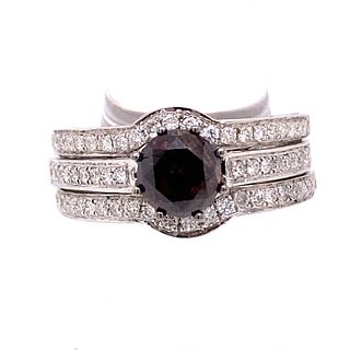 18k Orangey Brown Fancy Diamond Engagement Set Ring